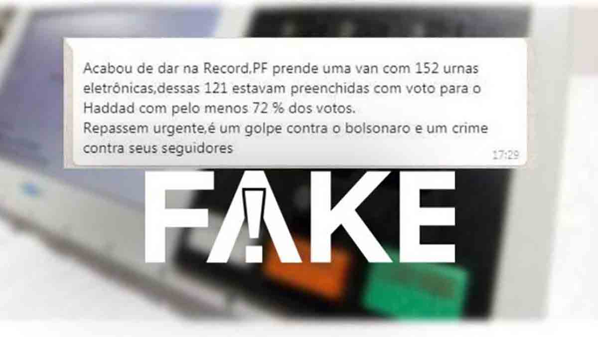 Fake News de apreensão de urna com voto em Haddad viraliza no Whatsapp