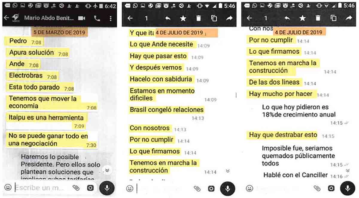 Vazam chats de presidente do Paraguai, relatando pressão de Bolsonaro em acordo de Itaipu